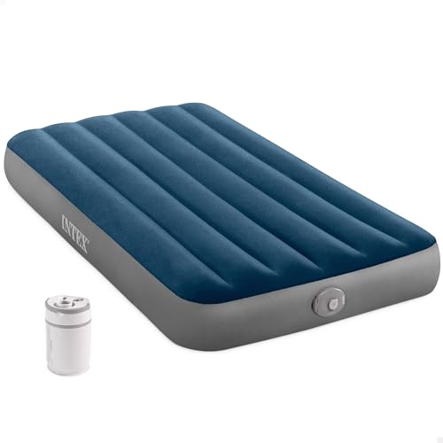 Intex Colchón hinchable individual Dura-Beam Standard Prestige Single-High, 99x191x25 cm, Fiber-Tech, Bomba aire recargable incluida, Inflado, Desinflado, Cama, Colchones inflables (64187)