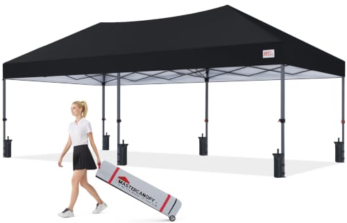 Image of MASTERCANOPY 10x20 Durable Pop Up Canopy Tent with Roller Bag, Black