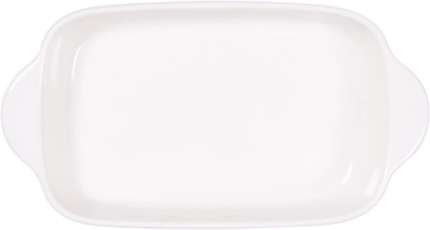 Baking Binaural Ceramic Baking Pan for Household Ovens Breakfast Casserole Cake(White)