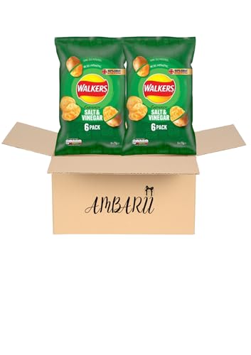 AMBARII Walkers Salt & Vinegar Flavored Crisps, 25g Bags, 12 Count Pack