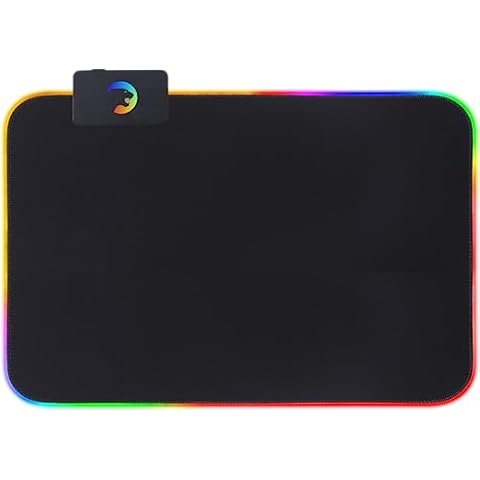 Game Power GP400 Premium LED RGB Gaming Mouse Pad - Large 15.75x15.75 inch or 400x400mm Water Resistant Desk Mat with Anti-Slip Rubber Base and 14 Lighting Modes, Black - Ideal Mousepad for Gamers Cover