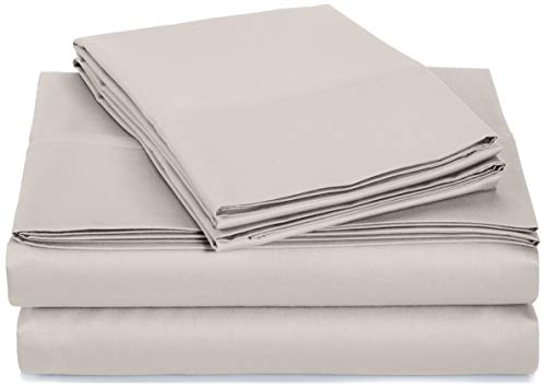 Amazon Basics 400 Thread Count Sheet Set, Queen, Stone Grey