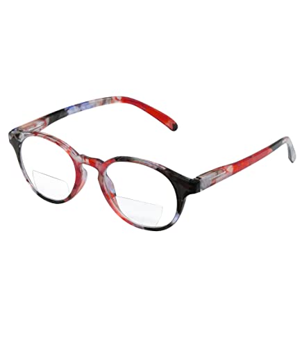 Abyss22 Reading Glasses, Spring Hinge, Bifocal readers for Women and Men (Rosa, 3.0)