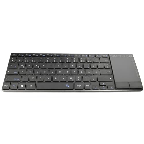Rii Kabellose Tastatur mit Touchpad, Wireless Keyboard, Deutsche QWERTZ-Layout, Tastatur Kabellos für Laptops, Desktops, Smart-TVs, Tablets, Schwarz (2.4G+BT) – Bild 6