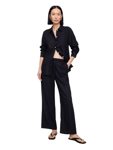 GAP Women's Wide Leg Linen Pull on Pant