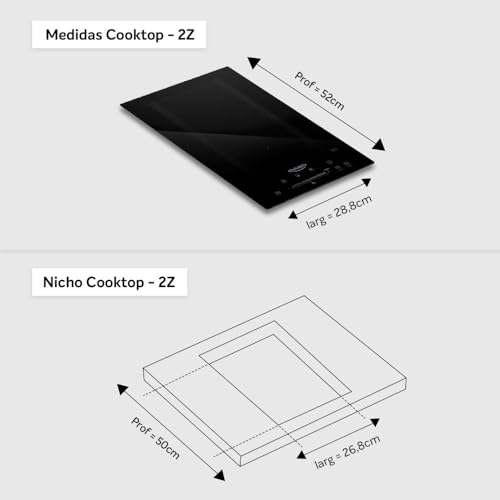 Cooktop de Indução Dako 2 Bocas Preto com Zona Flexível 220v