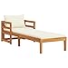 vidaXL Akazienholz Massiv Sonnenliege mit Cremeweißen Kissen Gartenliege Holzliege Gartenmöbel Liege Relaxliege Saunaliege Strandliege