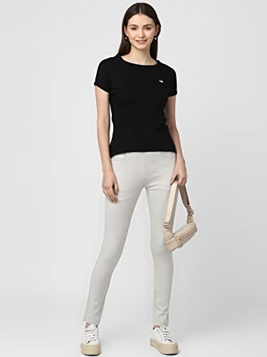 Image of UrbanMark Women 100% Cotton Round Neck Solid Half Sleeves T-Shirt