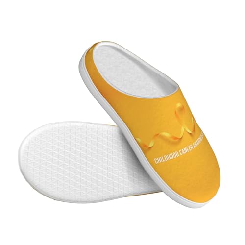 Childhood Cancer Awareness In September Adult Cotton Slippers Home House Indoor Shoes3