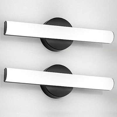 FOLKSMATE 2-Pack Modern Dimmable LED Vanity Light Bar Lighting Fixtures, 15.9 Inch LED Bathroom Light Fixture Over Mirror, 15W 1300LM Daylight White 5000K Wall Sconces Lighting, Black Bath Light Bar