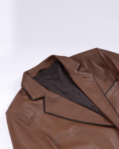 Image of fjackets Mens Leather Blazer Jacket - Real Lambskin Leather Sport Coat, 2-Button, Leather Jacket Men Business to Weekend