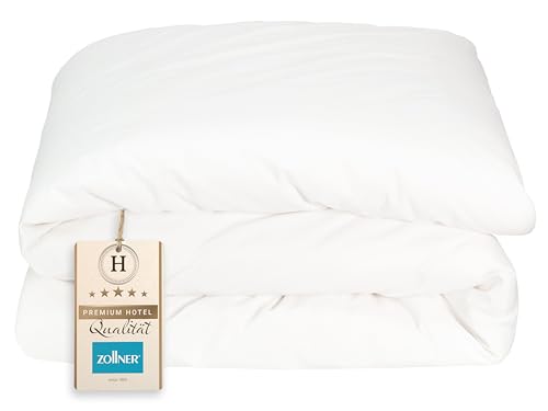 ZOLLNER Deckenbezug in 140x200 cm - weiß - praktischer Hotelverschluss - Baumwolle - waschbar bis 95°C – Hotelqualität