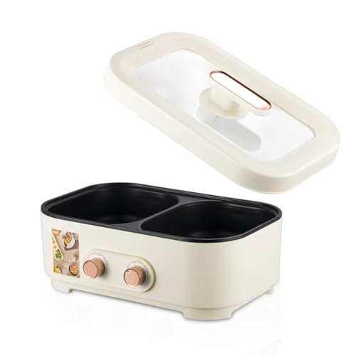 Electric Hot Pot, 2 in 1 Multi-Function Griddle & Hot Pot, Nonstick 2.5L, Dual Temperature Control for Steak & Korean BBQ, Ideal for Dorms & Family Gatherings - Image 6