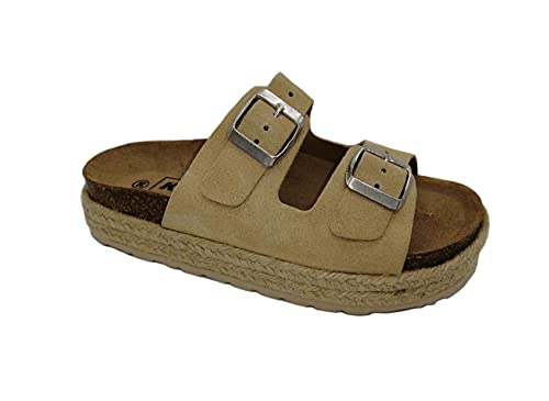 Sandali in pelle con plateau da 5 cm. Pianta Bio