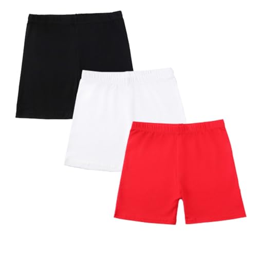 TYUSGH Paquete de 3 pantalones cortos de algodón para niñas, pantalones cortos de ciclismo para bailar, deportes, correr, ciclismo, adolescentes, cintura elástica, pantalones cortos para gimnasio