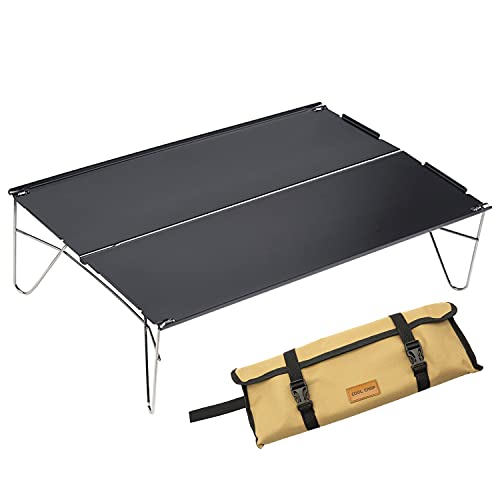 Ultralight Outdoor Compact Folding Table Camping Mini Table Easy Packable Lightweight Mobile Table for Hiking, Camping, Beach Picnic (Black)