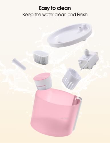 WOPET Cat Water Fountain W500,3.5L/118oz Cat Fountain with BPA-Free, Super Quiet Dog Fountain Cat Water Dispenser with Smart Pump LED Light and Multiple Filtration,Water Fountain for Cats, Dog (Pink) - Thumbnail 7