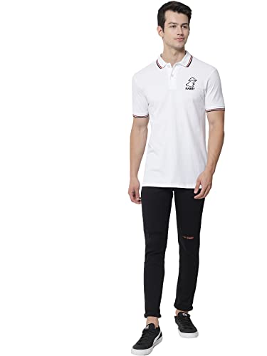 Image of RABBY Men's Cotton Regular Fit Polo T-Shirt with Contrast Rib