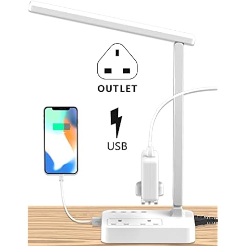 Drevet LED Desk Lamp with USB and Outlets Cover