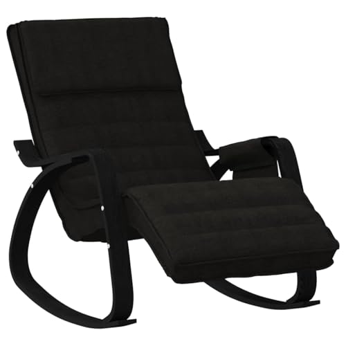 vidaXL Chaise à Bascule Noir Tissu, Chaise, siège de Salon, Bascule, Chaise de Salon, Chaise de Relaxation, Chaise de Relaxation, Chaise en Tissu