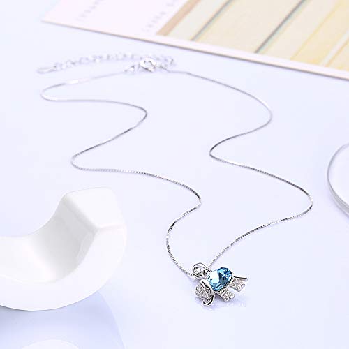 Collier éléphant en argent S925 et diamant bleu d'exception
