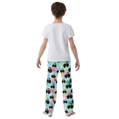 ZZXXB Truck Graffiti Boys Long Pants Soft Trousers Elastic Waist Kids Lounge Bottoms with Pockets S-XL3