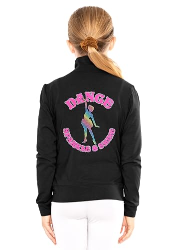 Image of STRETCH IS COMFORT Sparkle Dance Warm Up Jacket for Girls and Women | Glitter Performance Studio Competition Zip Layer