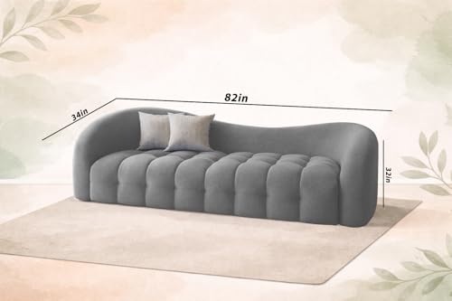 Image of Casaliving Ariana Modern Premium Boucle Fabric Sofa, Upholstered 3 Seater Sofa Set for Living Room, (Dark Grey Colour) Premium Boucle Fabric Sofa