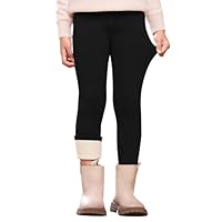 Vorvowry Girls Fleece Lined Leggings Thermal Warm Thick Fluffy Pants for Kids Soft Stretchy Winter Tights for Cold Weather Black 5-6 Years