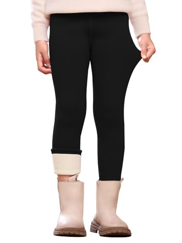 Vorvowry Leggings Térmicos Niña Invierno Mallas Forradas Pantalones Cálidos Polar Elásticos Suaves para Niñas 110 Negro