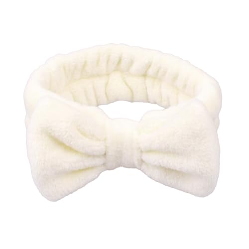 Spa headband, bowknot headband in creamy-white, reusable, soft and comfortable, preventing liquid from getting wet and disrupting hair, ideal for facial cleansing, bathing, and yoga exercises image 5