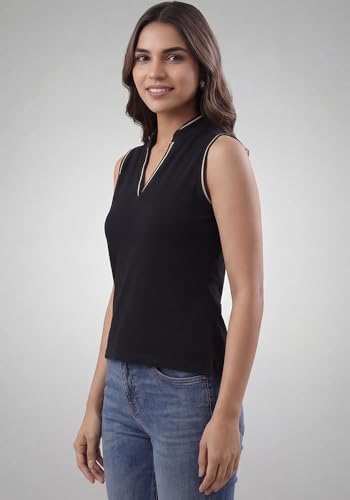 Image of Wear Your Opinion Mandarin Collar Sleeveless T Shirt for Women Top