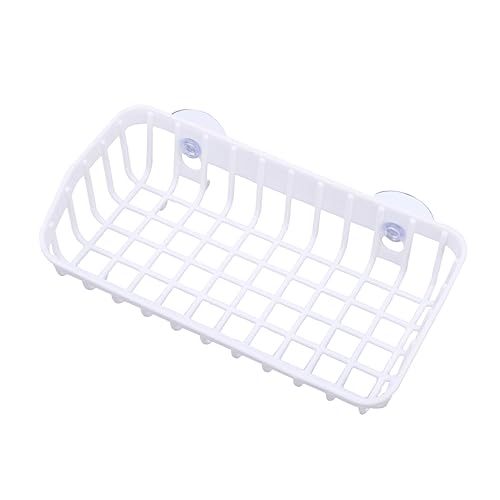 Ciieeo Escurridor Estante De Almacenamiento Pequeño Doble Ventosa, Plástico Blanco, Multifuncional para Cocina y Baño, Organizador para Fregadero y Pared, Soporte hasta 3 Kg