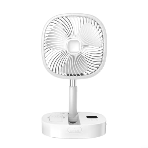 Sumsoctober Ventilador de piso retráctil Carga USB Ventilador de soporte plegable portátil con control remoto Configuración de 5 velocidades (blanco)
