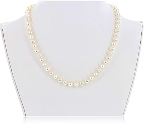 14K White Gold & Yellow Gold, White Freshwater Cultured Pearl 22" Strand Princess Choker Necklace with Clasp - AAA Quality3