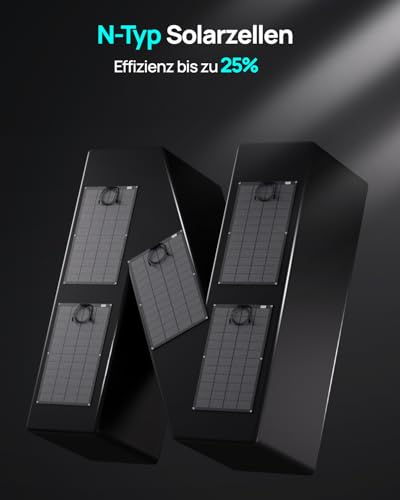 ECO-WORTHY 400W Solarpanel Flexiblel 24V ETFE Material 18BB Monozelle 25% hohe Umwandlung für Balkon, RV, Wohnwagen, Boot, Dach, Camping, Haus, Yacht, unebene Flächen