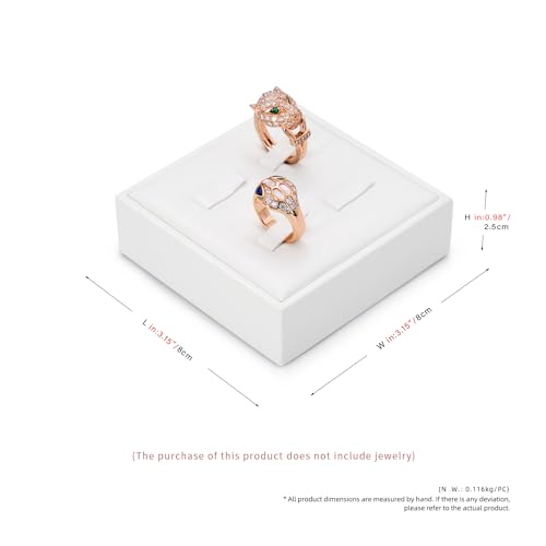 Ring Stand PU Leather Display Holder 4 Slot Organizer White Jewelry Showcase