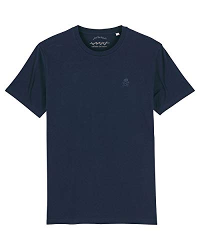 Camiseta Callate La Boca Básica Azul Marino con Calavera Bordada Al Tono (L)