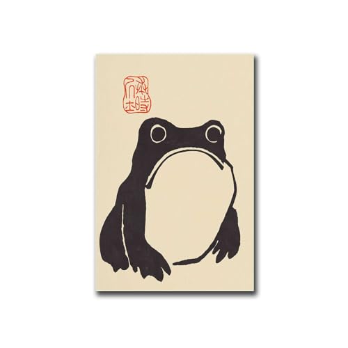EHDKPWAX Canvas Wall Art Posters Japanese Frog Toad Matsumoto Toad Wabi Sari Vintage Japanese Fun Animal Kitchen Dining Wall Home Decor 12x18inch