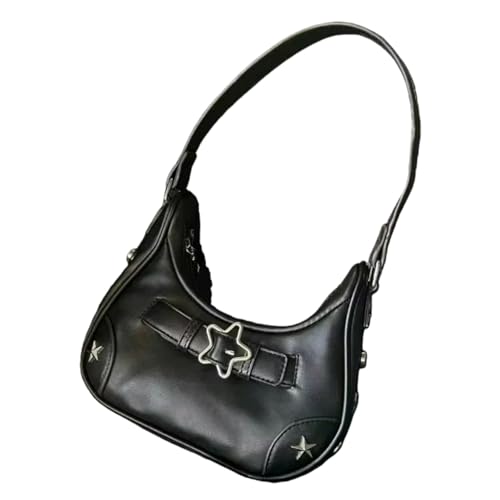Y2K Stile gotico coreano – Borsa nera ispirata a Harajuku con dettagli a stella, perfetta per look vintage alla moda e alla moda alternativi.