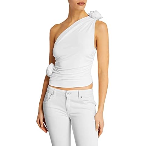 FeMereina Women's One Shoulder Crop Top Cover