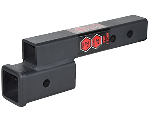 TOPTOW Trailer Receiver Hitch Extender Adapter 2 Drop/Riser 7 and 9 Extension Length 2 Shank 7500lbs Towing Capacity Matte Black