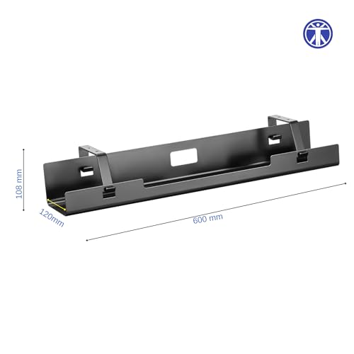Image of ErgoYou - Detachable Under Desk Cable Tray for Wire Management - Power Strip Tray and Charging Wires Organizer - Drilling Needed - Easy and Quick Installation- 108 x 120 x 600 mm - Black