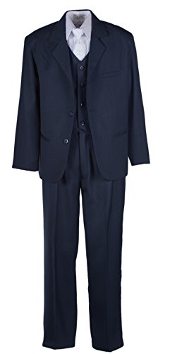 Tuxgear Boys Husky Navy Blue Suit with Vest and Communion Cross Tie 14 Husky (14 Husky)