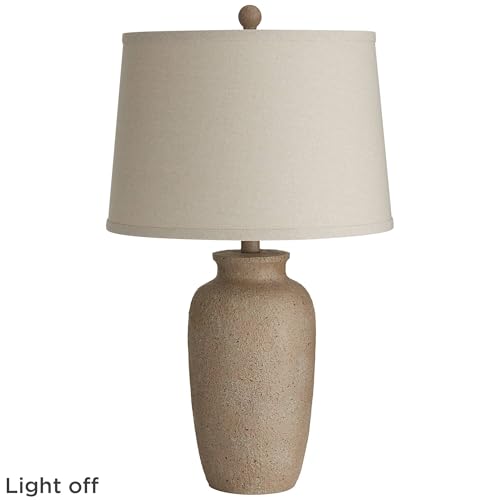 Regency Hill 25 1/2" High Farmhouse Rustic Coastal Country Cottage Table Lamps Set of 2 Beige Fabric Oatmeal Shade Living Room Bedroom Bedside Nightstand House Office Home Reading Kitchen Entryway - Image 9
