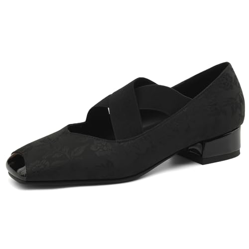 Chaussures femme talon bout carré anti fatigue à enfiler rétro
