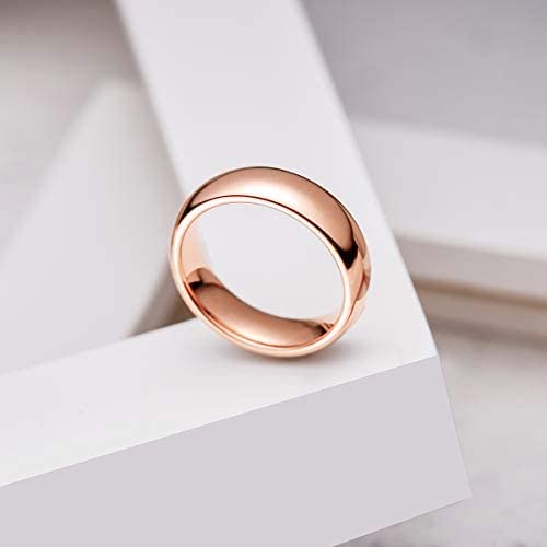 Image of King Will Men's Women's Tungsten Carbide Ring 24k Gold Plated Rose Gold Plated Domed Polished Finish Wedding Band