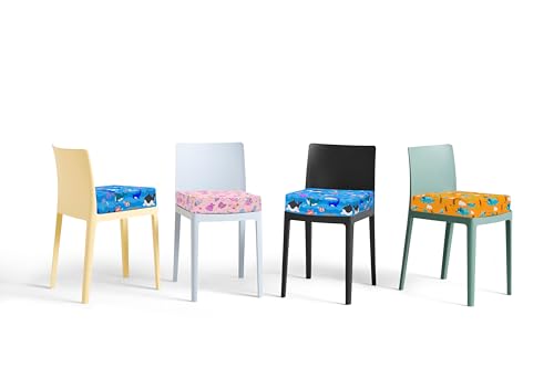 Image of Booster Seat for Dining Table, KIDUN Portable Heightening Cushion, Washable Adjustable Booster Cushion for Kids with Safety Buckles and Non-Slip (Sea Blue)