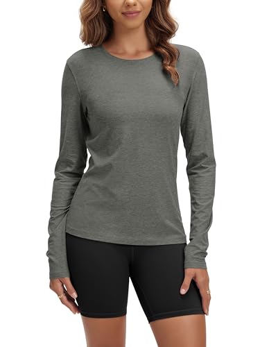 Image of ODODOS Women's Long Sleeve T-Shirt - Ultra Soft odSTRATUM Tech Performance Top UPF 50+ Breathable Crew Neck Pullover