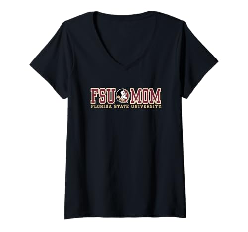 Womens Florida State Seminoles Mom Bold Logo Officially Licensed V-Neck T-Shirt